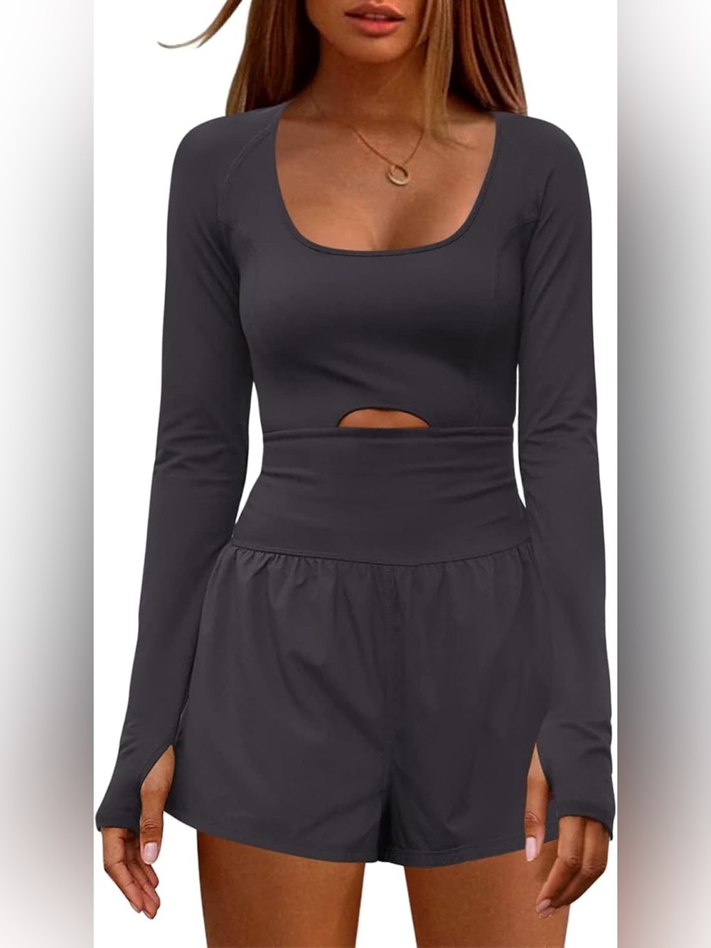 Free People Movement Black Long sleeve Righteous Romper